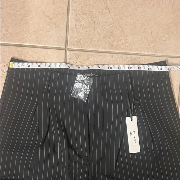 NWT Pinstripe High Waisted Trousers, Size L. - Picture 4 of 6